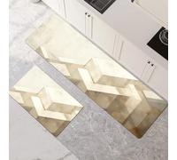 Kitchen Rug Washable Non-slip Kitchen Mat Set 2 Pieces, Super Absorbent Hallway Runner Rug, Quick Drying Floor Mat Carpet Runners for Home Decor Office, Laundry Room Beige 40x60cm+40x120cm 1-1156