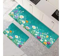 Kitchen Rug Washable Non-slip Kitchen Mat Set 2 Pieces, Super Absorbent Hallway Runner Rug, Quick Drying Floor Mat Carpet Runners for Home Decor Office, Laundry Room Plants 45x70cm+45x140cm 1-700