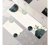 Kitchen Rug Washable Non-slip Kitchen Mat Set 2 Pieces, Super Absorbent Hallway Runner Rug, Quick Drying Floor Mat Carpet Runners for Home Decor Office, Laundry Room Circle 40x60cm+40x120cm 1-1084