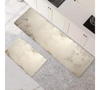 Kitchen Rug Washable Non-slip Kitchen Mat Set 2 Pieces, Super Absorbent Hallway Runner Rug, Quick Drying Floor Mat Carpet Runners for Home Decor Office, Laundry Room Cream 100x160cm+100x300cm 1-1004
