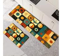 Kitchen Rug Washable Non-slip Kitchen Mat Set 2 Pieces, Super Absorbent Hallway Runner Rug, Quick Drying Floor Mat Carpet Runners for Home Decor Office, Laundry Room Colourful 40x60cm+40x120cm 1-1106