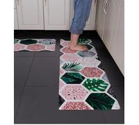 Kitchen Rugs,2 Piece Pvc Leather Kitchen Runner Rug Set, Cushioned Ergonomic Comfort Standing Mat for Kitchen, Sink, Hallway, Laundry Room Diamond 45X120 Cm