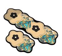 Kitchen Rugs，Luxury Oriental Irregular-Shape Kitchen Rug Set 2-Piece, Waterproof Non-Slip Anti-Fatigue Standing Mat, Unique Retro Landscape Floral Bird Decorative Floor Pad for Farmhouse Home D