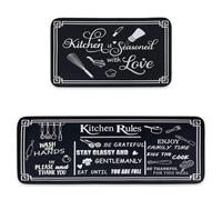 Kitchen Rugs Mats Non Slip Washable Set of 2 for Kitchen Rules Theme Decor | Carpet Kitchen Runners, Kitchen Mats for Floor Non Slip Washable Large Size 16.93''x 29.53'' & 16.93''x 59''