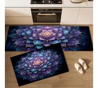 Kitchen Rugs Runner Set of 2 Mandala Starlight Kitchen Floor Mat for Home Decoration Office Waterproof Non Slip Mysterious Psychedelic Art Rug Set Comfort Standing Mats 40x60cm+40x120cm, Purple