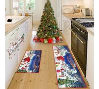 Kitchen Rugs Set 2 Piece,Christmas Kitchen Rugs,Christmas Kitchen Mats Sets Standing Floor Mat Non Slip Xmas Kitchen Mats for Bedroom, Living Room, Hallway, Kitchen (Christmas K, 43x75+43x150cm)