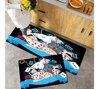 Kitchen Rugs Set 2 Piece Non-Slip Kitchen Mats and Rugs,Black Alice in Wonderland ations,Rabbit Amazing with Motion Cups Hear,Rubber Backing Durable Floor Mat Doormat Machine Washable(40x60+40x100cm)