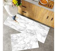 Kitchen Rugs Set 2 Piece Non-Slip Kitchen Mats and Rugs,Marble,Nature Granite Pattern with Cloudy Spotted Trace Effects Marbl,Rubber Backing Durable Floor Mat Doormat Machine Washable(40x60+40x100cm)