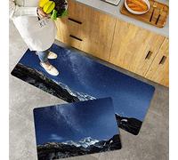 Kitchen Rugs Set 2 Piece Non-Slip Kitchen Mats and Rugs,Space,Himalaya Mountain Tops at Starry Night Time with Stars Earth Co,Rubber Backing Durable Floor Mat Doormat Machine Washable(40x60+40x100cm)