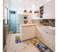 Kitchen Rugs Set of 3 Non-Slip Floor Mats with TPR Backing Washable Cushioned Anti Fatigue Mat Cute Bluebird Runner Rug Indoor Farmhouse Low-Pile Carpet for Laundry Sink Entryway Decor