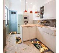 Kitchen Rugs Set of 3 Non-Slip Floor Mats with TPR Backing Washable Cushioned Anti Fatigue Mat Firefighter Fireman Flame Runner Rug Indoor Farmhouse Low-Pile Carpet for Laundry Sink Entryway Decor