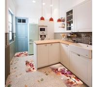 Kitchen Rugs Set of 3 Non-Slip Floor Mats with TPR Backing Washable Cushioned Anti Fatigue Mat Orchid on Background Runner Rug Indoor Farmhouse Low-Pile Carpet for Laundry Sink Entryway Decor