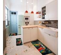 Kitchen Rugs Set of 3 Non-Slip Floor Mats with TPR Backing Washable Cushioned Anti Fatigue Mat Two Colored Parrots Runner Rug Indoor Farmhouse Low-Pile Carpet for Laundry Sink Entryway Decor