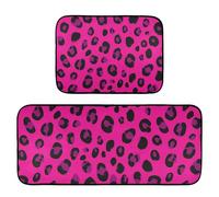 Kitchen Rugs Sets Non Slip Washable Kitchen Mats 2 Pieces Purple Leopard Cheetah Anti Fatigue Floor Mat Standing Mat for kitchen Hallway Runner