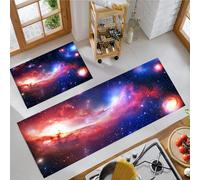 Kitchen Rugs Sets Of 2 Non Slip Washable Anti Fatigue Mats For Floor Blue And Red Galaxy Spiral Mat Set Kitchen Runner Rug Carpet Fantasy Universe Standing Mats (50X80Cm+50X150Cm)