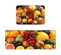 Kitchen Rugs Sets of 2,Non Slip Washable Kitchen Mats for Floor,Thick Soft Kitchen Runner Rugs Comfort Standing Desk Mat Fresh Fruits Carpet for Laundry, Sink, Office, Home, 17"x47"+16"x24"