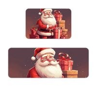 Kitchen Rugs Sets of 2,Non Slip Washable Kitchen Mats for Floor,Thick Soft Kitchen Runner Rugs Comfort Standing Desk Mat Cartoon Santa Claus And Gifts Carpet for Laundry, Sink, Office, Home, 17"x47"+1