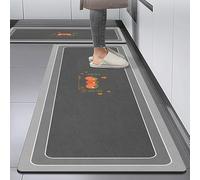 Kitchen Rugs，Waterproof Oil-Proof Easy Wipe Kitchen Mat Set Of 2, Non-Slip Rubber Back Anti-Fatigue Runner Rug, Floor Mats with Cute Persimmon Graphic Lucky Chinese Words Modern Farmhouse Home Deco