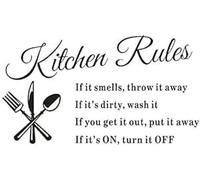 Kitchen Rule Wall Sticker Quotes Wall Art Inspirational Removable Vinyl Lettering Saying for Kitchen Dining Room Restaurant Decor