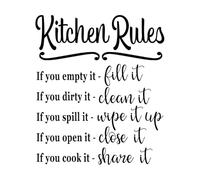 Kitchen Rules Wall Decal Kitchen Rules Sign Wall Sticker Kitchen Wall Decor Vinyl Removable Wall Art Decor Pantry Decal Extra Large - 64x75cm