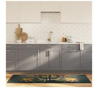 Kitchen Runner Blue Red 60x180 cm Velvet Polyester Anti-Slip Washable Mat 1.5kg