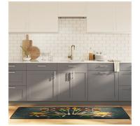 Kitchen Runner Blue Red 60x180 cm Velvet Polyester Anti-Slip Washable Mat 1.5kg
