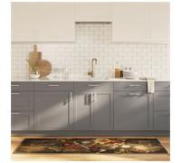 Kitchen Runner Rug Multicolour 60 x 180 cm Velvet Polyester Washable AntiSlip4mm