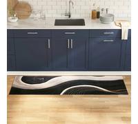 Kitchen Runner Velvet Wave Black 60x180cm Non-Slip Machine Washable Luxury Soft