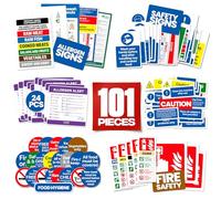 Kitchen Safety Signs 101pc Set - Self Adhesive Vinyl Food Hygiene Stickers