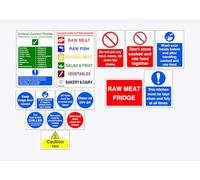 Kitchen safety signs Pack of 15 - Various sizes Self adhesive stickers