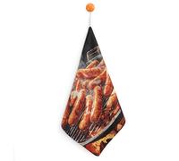 Kitchen Sausage on Fire Hand Towels with Hanging Loops, Highly Absorbent & Quick Drying Towels for Kitchen Bathroom, Microfiber Cleaning Cloth, Dish Towel, Tea Towel Decorative, Dish Rag(12x12)