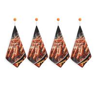 Kitchen Sausage on Fire Hand Towels with Hanging Loops, Highly Absorbent & Quick Drying Towels for Kitchen Bathroom, Microfiber Cleaning Cloth, Dish Towel, Tea Towel Decorative, Dish Rag(12x12)