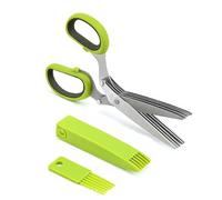 Kitchen Scallion Scissors with Five Stacked, Green gray | Five Stacked Cutting Edges, Scallion and Cilantro Preparation, Secondary Paper Cutting for Document Shredding Tasks