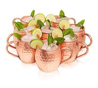 Kitchen Science Moscow Mule Hammered Copper 16 Ounce Drinking Mug, Set of 8 (8)