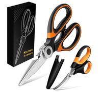 Kitchen Scissors,2pcs Kitchen Scissors Heavy Duty Meat Scissors with Safety Cover,Multipurpose Stainless Steel Sharp Utility Food Scissors for Chicken, Bottle Jar Opener