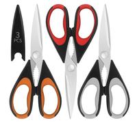 Kitchen Scissors 3 Pack, GiftGem 8.5 Inch Stainless Steel Shears, Multi-Colour Heavy Duty Scissors for Kitchen Use, Food-Safe Cutting Shears with Protective Covers
