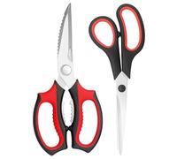 Kitchen Scissors, Heavy Duty Kitchen Shears with Sharp Stainless Steel Blades + 8.5 Inch Multi-Purpose Scissors, Right or Left Handed, Dishwasher Safe, Set of 2