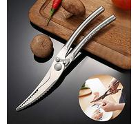 Kitchen Scissors Heavy Duty Poultry Shears Strong Stainless Steel Cooking Scissors Professional for Food Meat Chicken Bone Fish Cutting,Good Grips Metal Handle,Dishwasher Safe Spring Loaded (Silver)