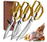 Kitchen Scissors Set Silver 3PCS, Heavy Duty Poultry Shears Kitchen Shear for Food Chicken Scissor All Purpose,Japan Meat Cutting Scissors, Bones Food Cooking Shears, Gifts for Men Women Mom Dad