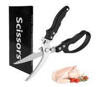 Kitchen Scissors Stainless Steel Shear, Safety Lock, Sharp Heavy Duty Poultry Shears for Food, Chicken Bones, Turkey, Dishwasher Safe, 9.33 Inch, Black