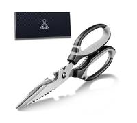 Kitchen Scissors UK, 9-Inch Heavy Duty Multipurpose Food Cutting Shears, Detachable Dishwasher Safe, Sharp Serrated Blade, Ergonomic Non-Slip Handle for Food, Meat, Herbs（Black）