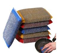 Kitchen Scrub Sponges, 6 Pack Heavy-Duty Steel Wool Scrubber Sponges, Reusable Non Scratch Scrubbing Pads for Washing Dishes, Cookware, Pots and Pans