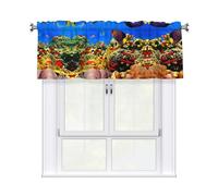 Kitchen Sea Fish Pattern Print Curtain Valance 54x18inch,Filtering Semi Sheer,1 Panel Short Curtains For Bedroom,Bathroom
