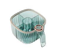 Kitchen Seasoning Organizer with 4 Compartments, Clear Flip Lid Spice Box with Handle, Condiment Holder for Salt, Sugar, Pepper,Blue