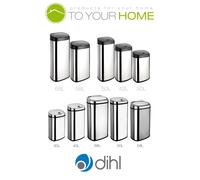 Dihl 30L Onyx Chrome With Black Lid Stainless Steel Auto Touchless Hands-Free Sensor Kitchen Waste Dust Bin Automatic