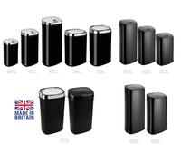 Dihl 68L Sensor Bin Black With Black Lid Kitchen Waste Dustbin Chrome Automatic