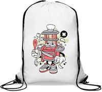 Kitchen Set Toys Hip Hop Style Funny Art Gym Sack Casual Drawstring Bag White
