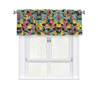 Kitchen Shark Pattern Print Curtain Valance 54x18inch,Filtering Semi Sheer,1 Panel Short Curtains For Bedroom,Bathroom
