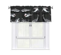 Kitchen Shark Print Curtain Valance 54x18inch,Filtering Semi Sheer,1 Panel Short Curtains For Bedroom,Bathroom