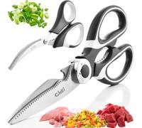 Kitchen Shears by Gidli - Lifetime Replacement Warranty- Includes Seafood Scissors As a Bonus - Heavy Duty Stainless Steel Multipurpose Ultra Sharp Utility Scissors.